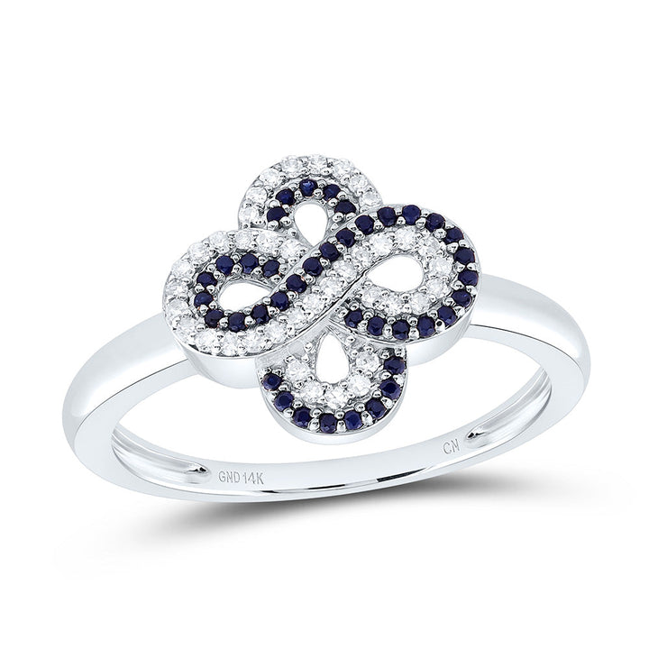 1/8CTW-NAT DIA CN 1/8CTW-RD-BS NAT GEM INFINITY CLOVER RING Daisy Joyeria