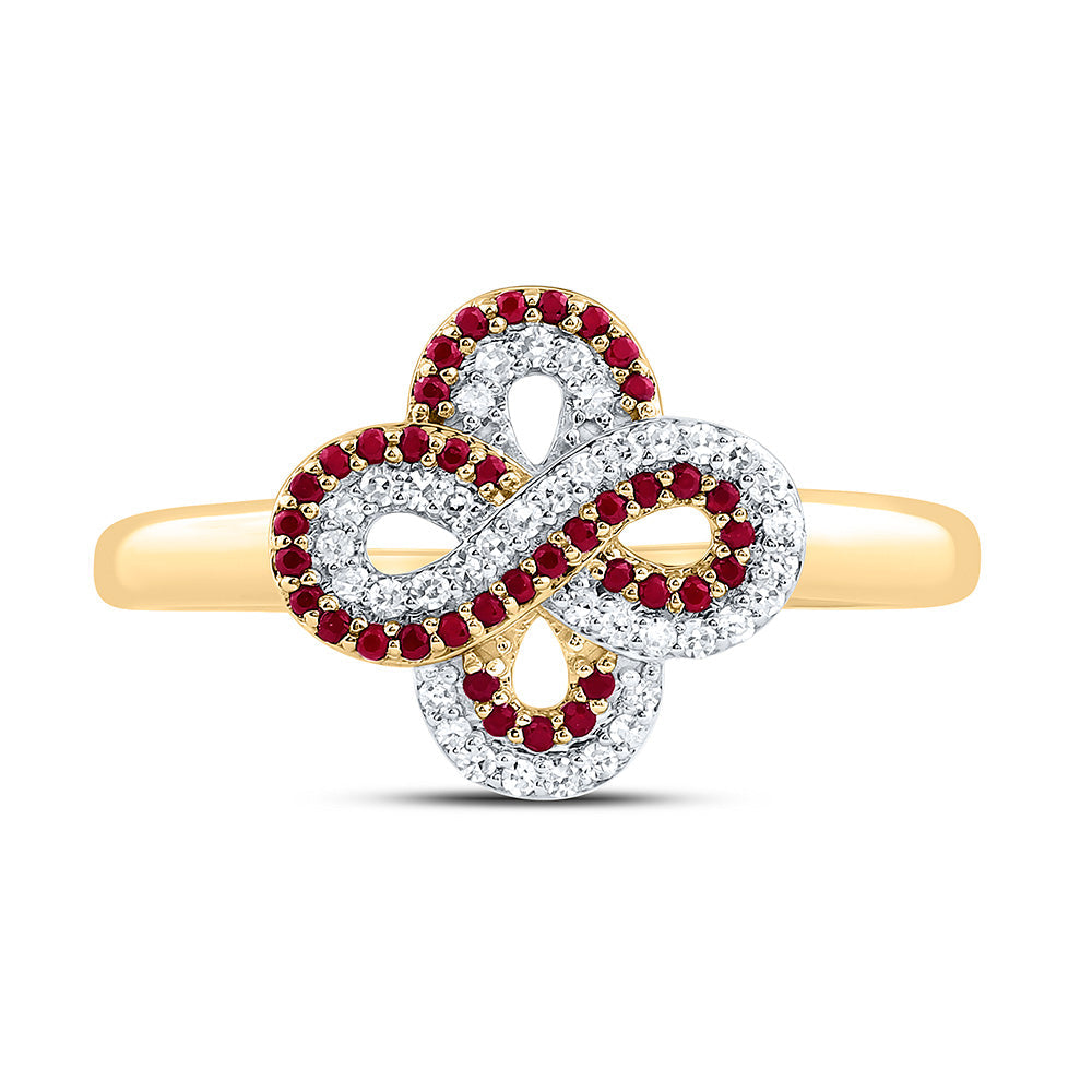 1/8CTW-NAT DIA CN 1/6CTW-RD-RU NAT GEM INFINITY CLOVER RING Daisy Joyeria