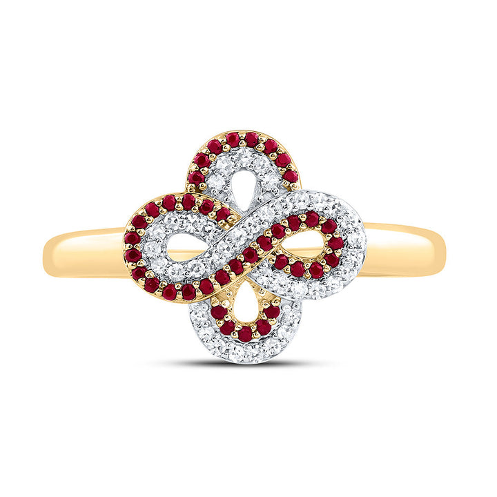 1/8CTW-NAT DIA CN 1/6CTW-RD-RU NAT GEM INFINITY CLOVER RING Daisy Joyeria