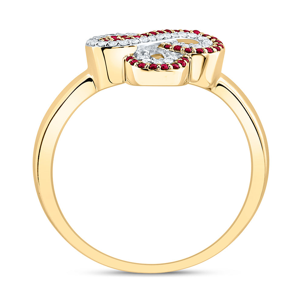 1/8CTW-NAT DIA CN 1/6CTW-RD-RU NAT GEM INFINITY CLOVER RING Daisy Joyeria
