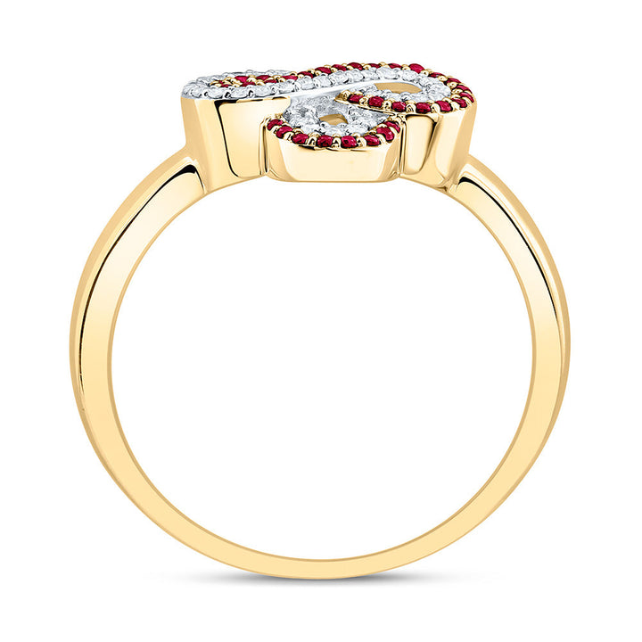 1/8CTW-NAT DIA CN 1/6CTW-RD-RU NAT GEM INFINITY CLOVER RING Daisy Joyeria