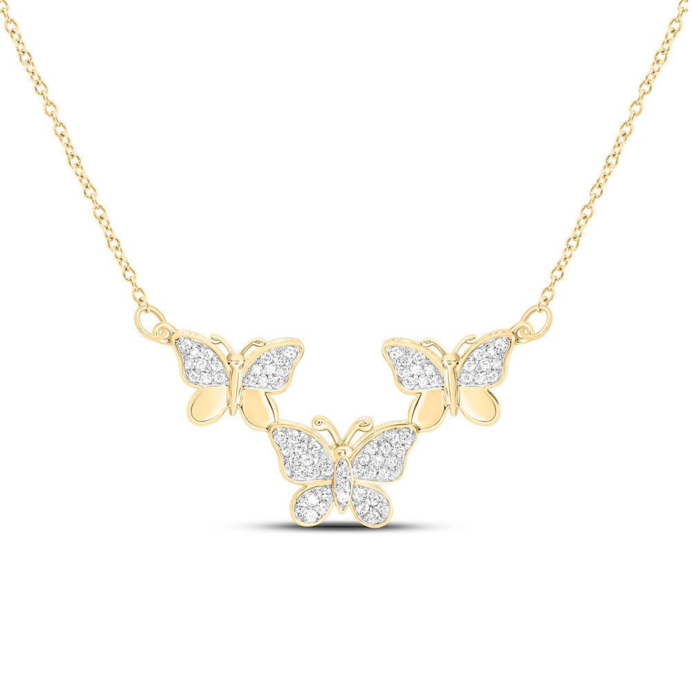1/4CTW-NAT DIA NK FASHION BUTTERFLY NECKLACE (18 INCH) Daisy Joyeria
