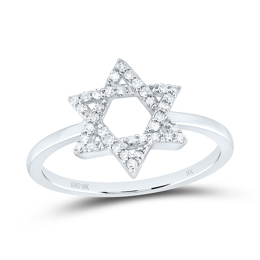 1/6CTW-NAT DIA NK FASHION STAR OF DAVID RING Daisy Joyeria