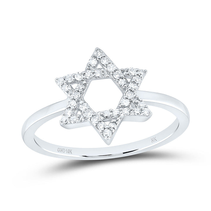 1/6CTW-NAT DIA NK FASHION STAR OF DAVID RING Daisy Joyeria