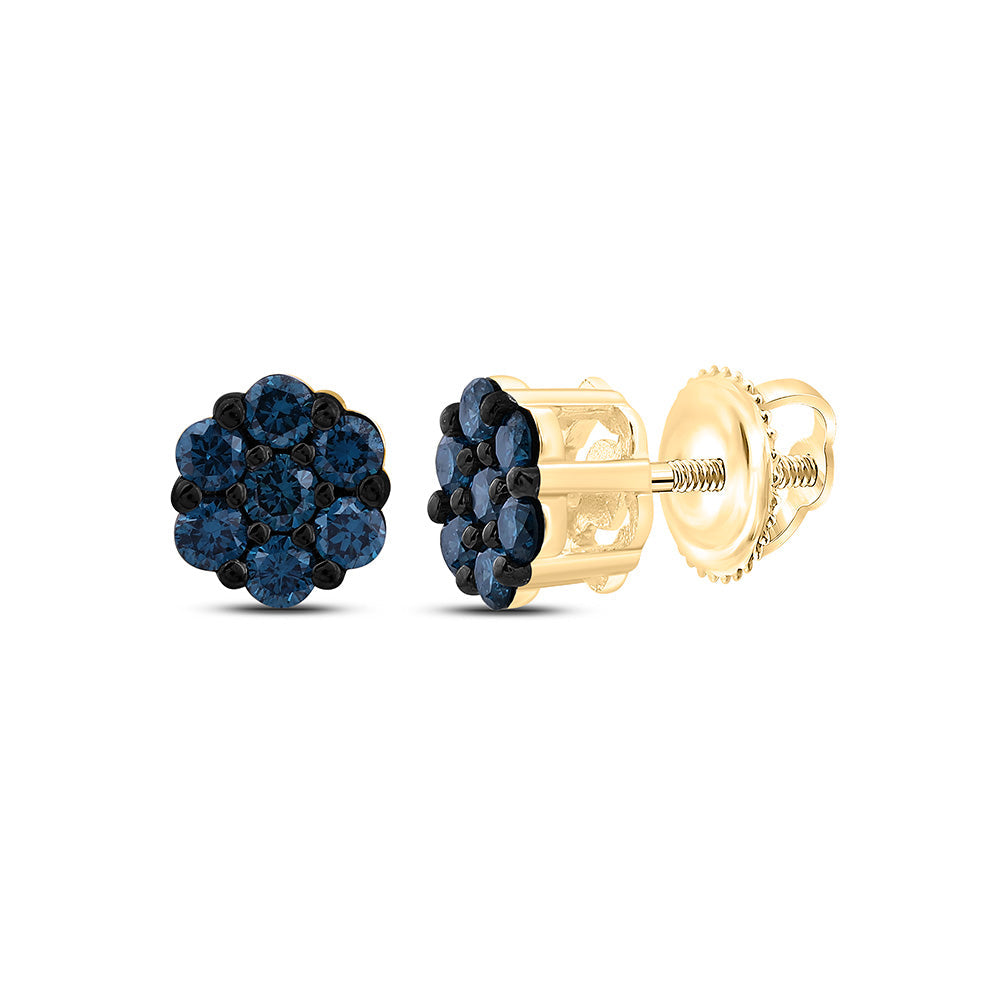 1/5CTW-NAT DIA FASHION BLUE DIAMOND FLOWER EARRING Daisy Joyeria