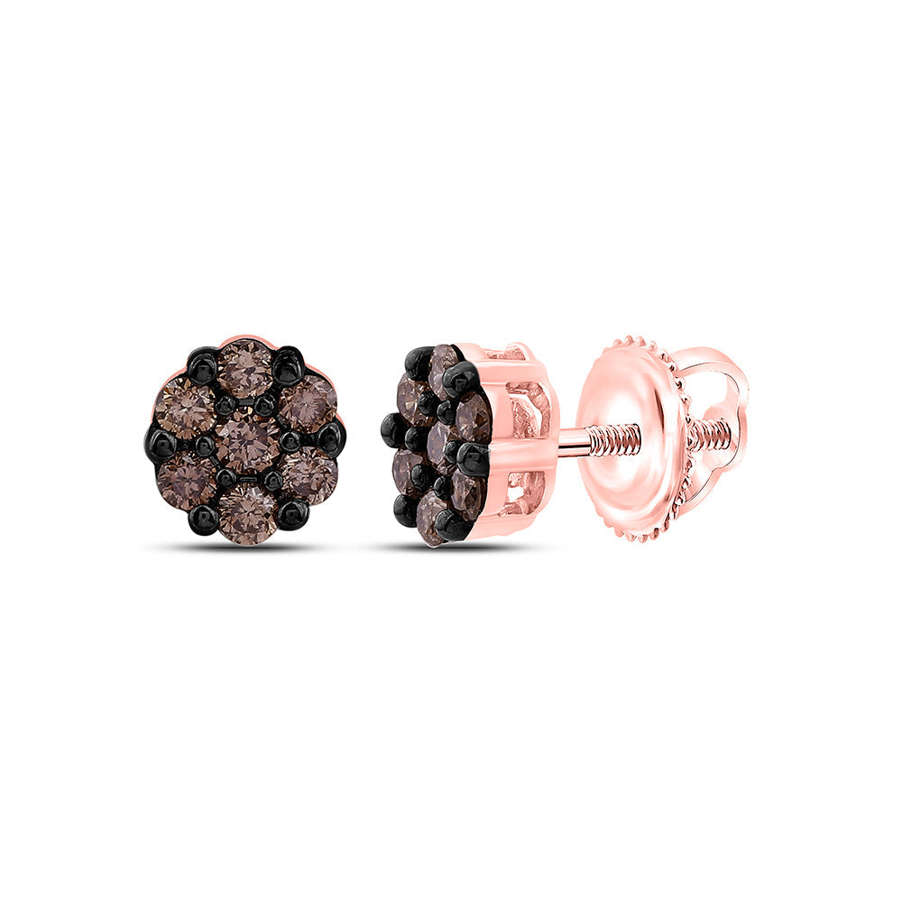 1/4CTW-NAT DIA FASHION COGNAC NATURAL FLOWER EARRING Daisy Joyeria