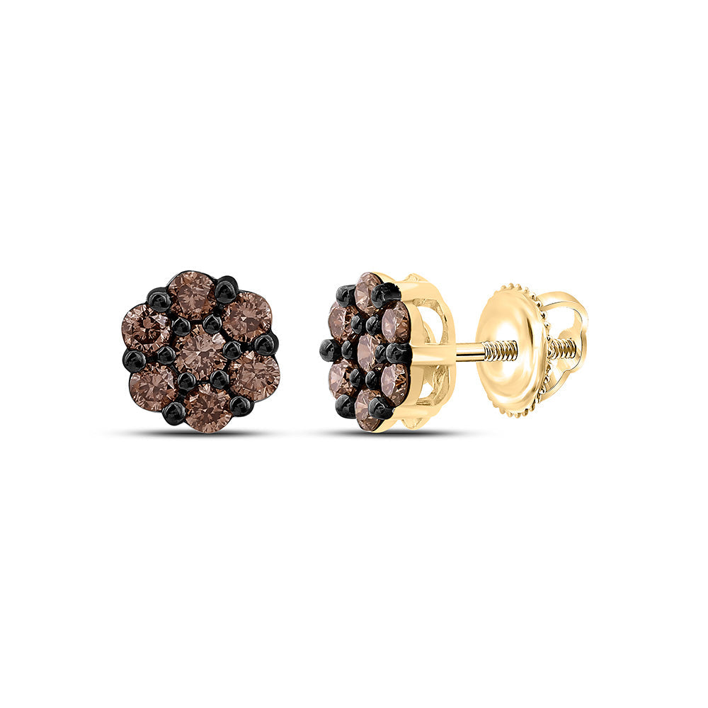 1/2CTW-NAT DIA FASHION COGNAC NATURAL FLOWER EARRING Daisy Joyeria