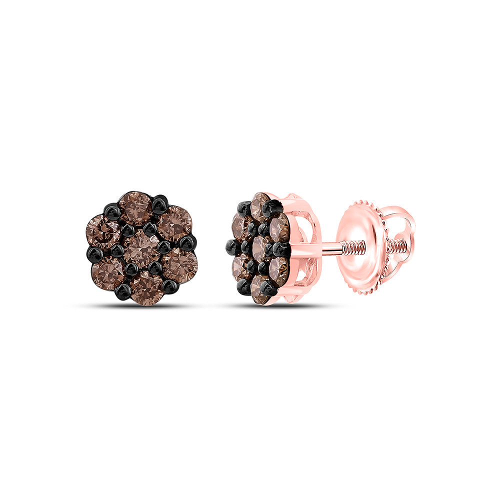 1/2CTW-NAT DIA FASHION COGNAC NATURAL FLOWER EARRING Daisy Joyeria