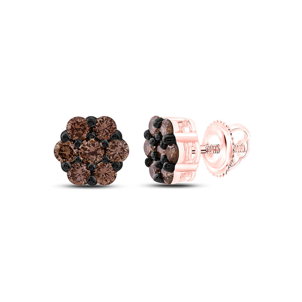 3/4CTW-NAT DIA FASHION COGNAC NATURAL FLOWER EARRING Daisy Joyeria