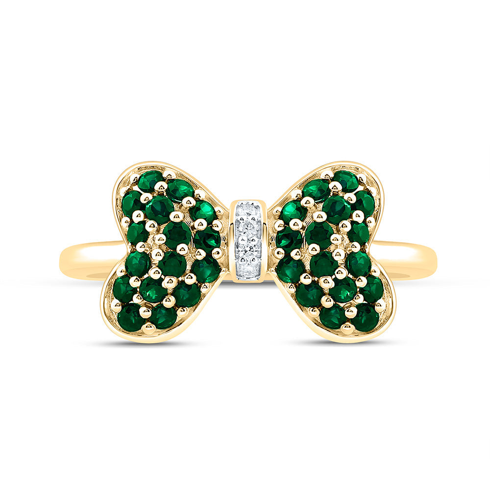 0.02CTW-NAT DIA CN 1/2CTW-RD-EM NAT GEM BOW RING Daisy Joyeria
