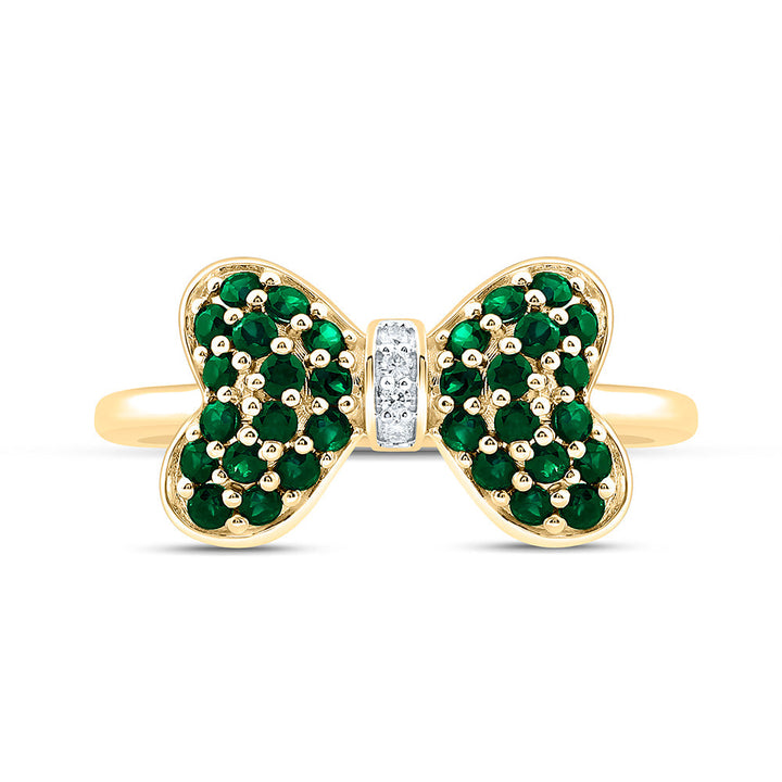 0.02CTW-NAT DIA CN 1/2CTW-RD-EM NAT GEM BOW RING Daisy Joyeria