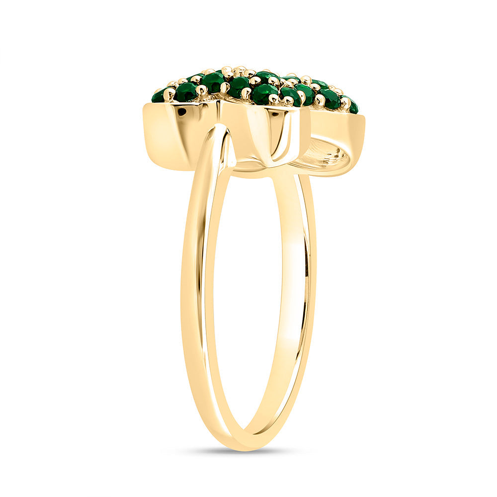 0.02CTW-NAT DIA CN 1/2CTW-RD-EM NAT GEM BOW RING Daisy Joyeria