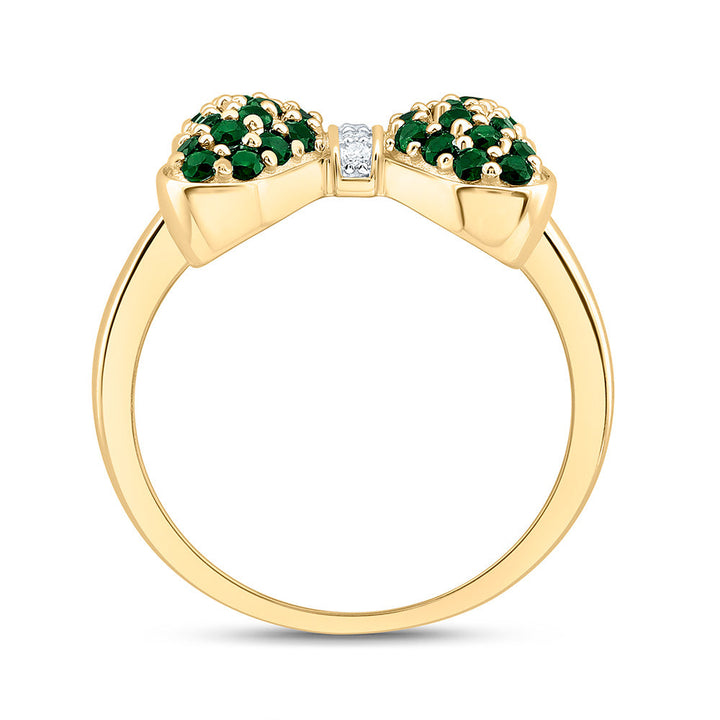0.02CTW-NAT DIA CN 1/2CTW-RD-EM NAT GEM BOW RING Daisy Joyeria