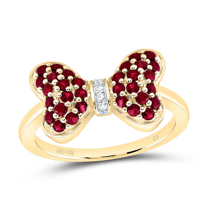 0.02CTW-NAT DIA CN 5/8CTW-RD-RU NAT GEM BOW RING Daisy Joyeria