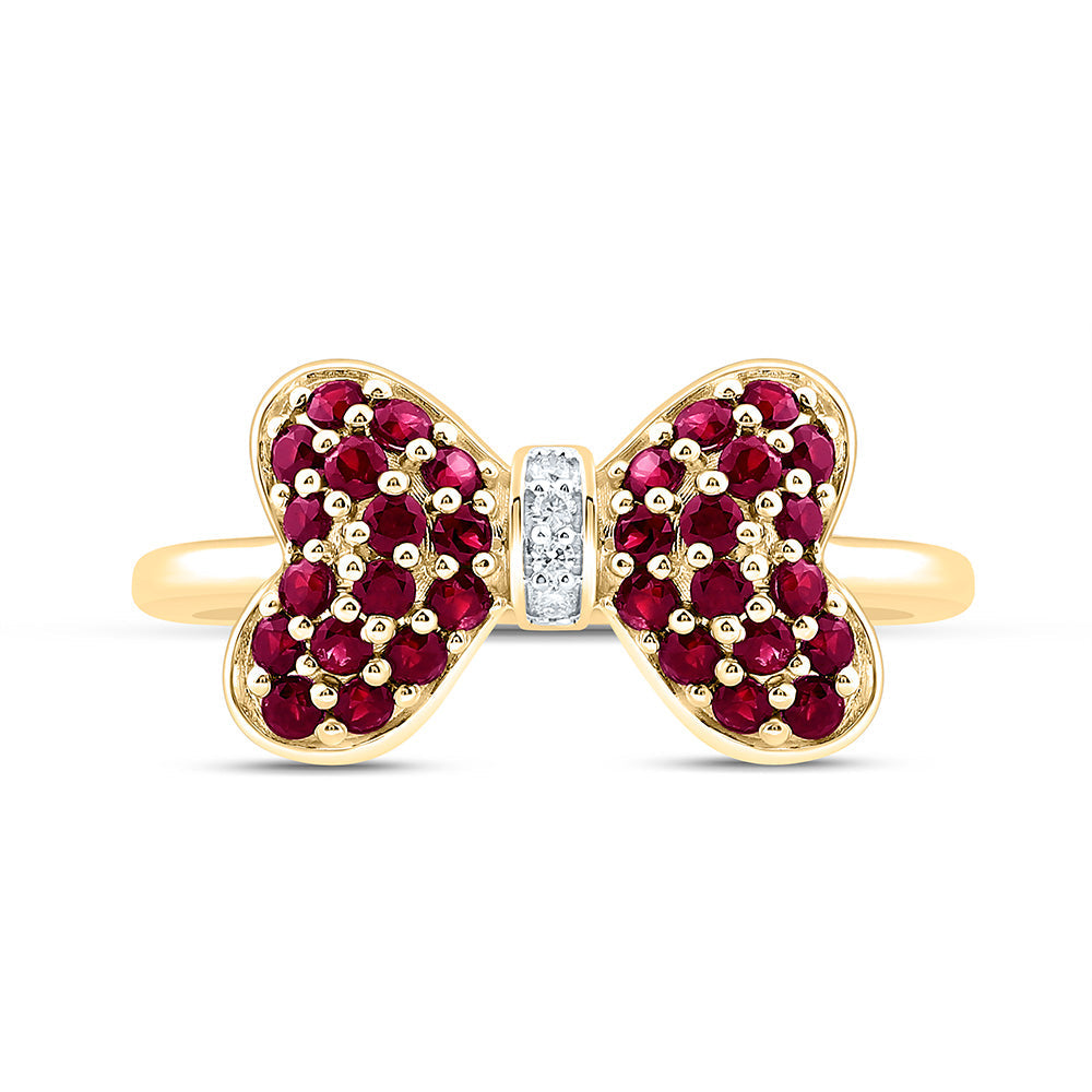 0.02CTW-NAT DIA CN 5/8CTW-RD-RU NAT GEM BOW RING Daisy Joyeria