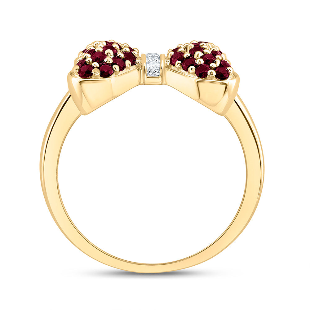 0.02CTW-NAT DIA CN 5/8CTW-RD-RU NAT GEM BOW RING Daisy Joyeria