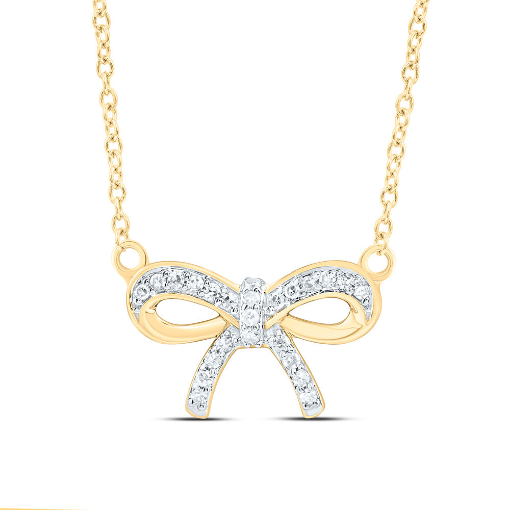 1/10CTW-NAT DIA NK GIFT BOW NECKLACE (18 INCH) Daisy Joyeria