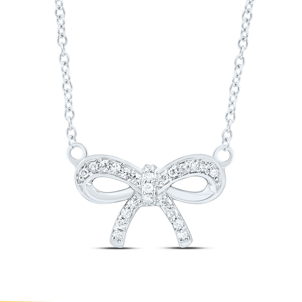 1/10CTW-NAT DIA NK GIFT BOW NECKLACE (18 INCH) Daisy Joyeria
