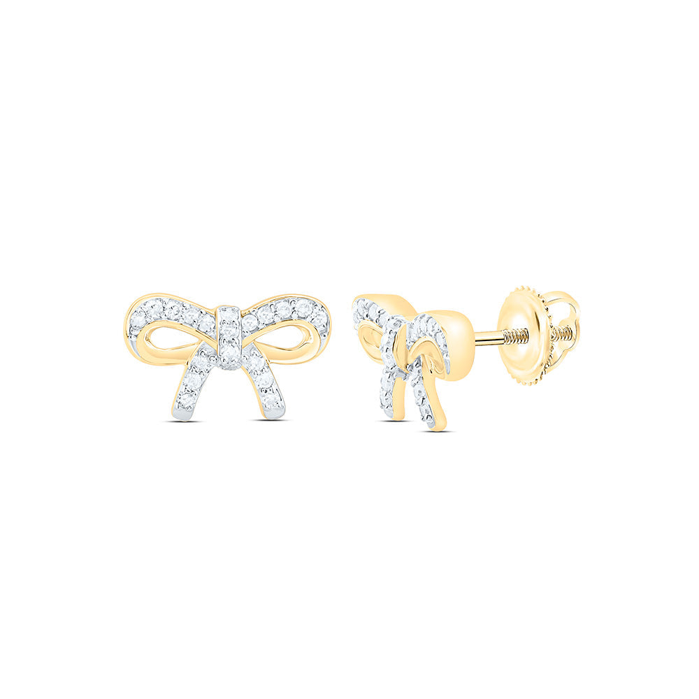 1/10CTW-NAT DIA NK GIFT BOW EARRING Daisy Joyeria