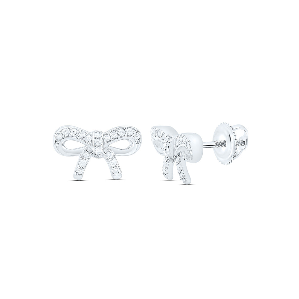 1/10CTW-NAT DIA NK GIFT BOW EARRING Daisy Joyeria