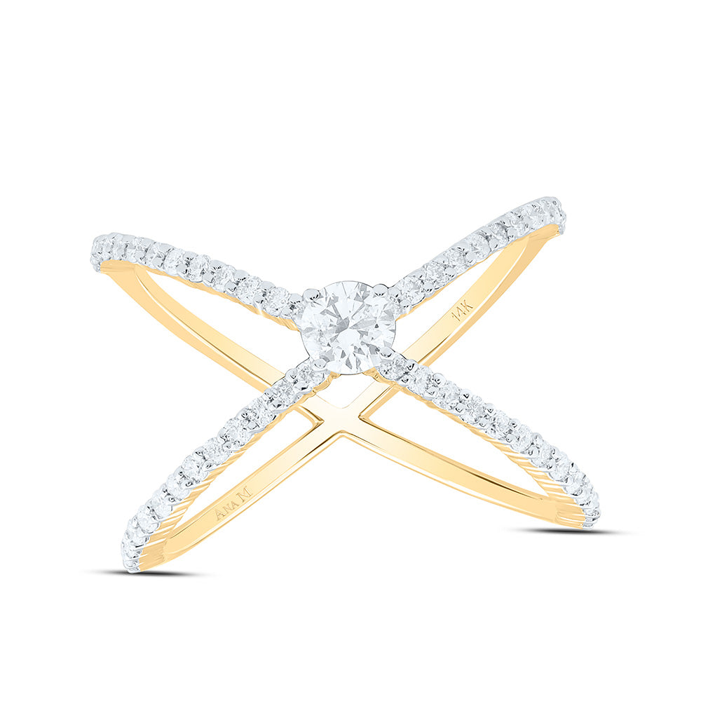 5/8CTW-NAT DIA ANA M 1/4CTW-CRD FASHION CRISS CROSS  RING Daisy Joyeria