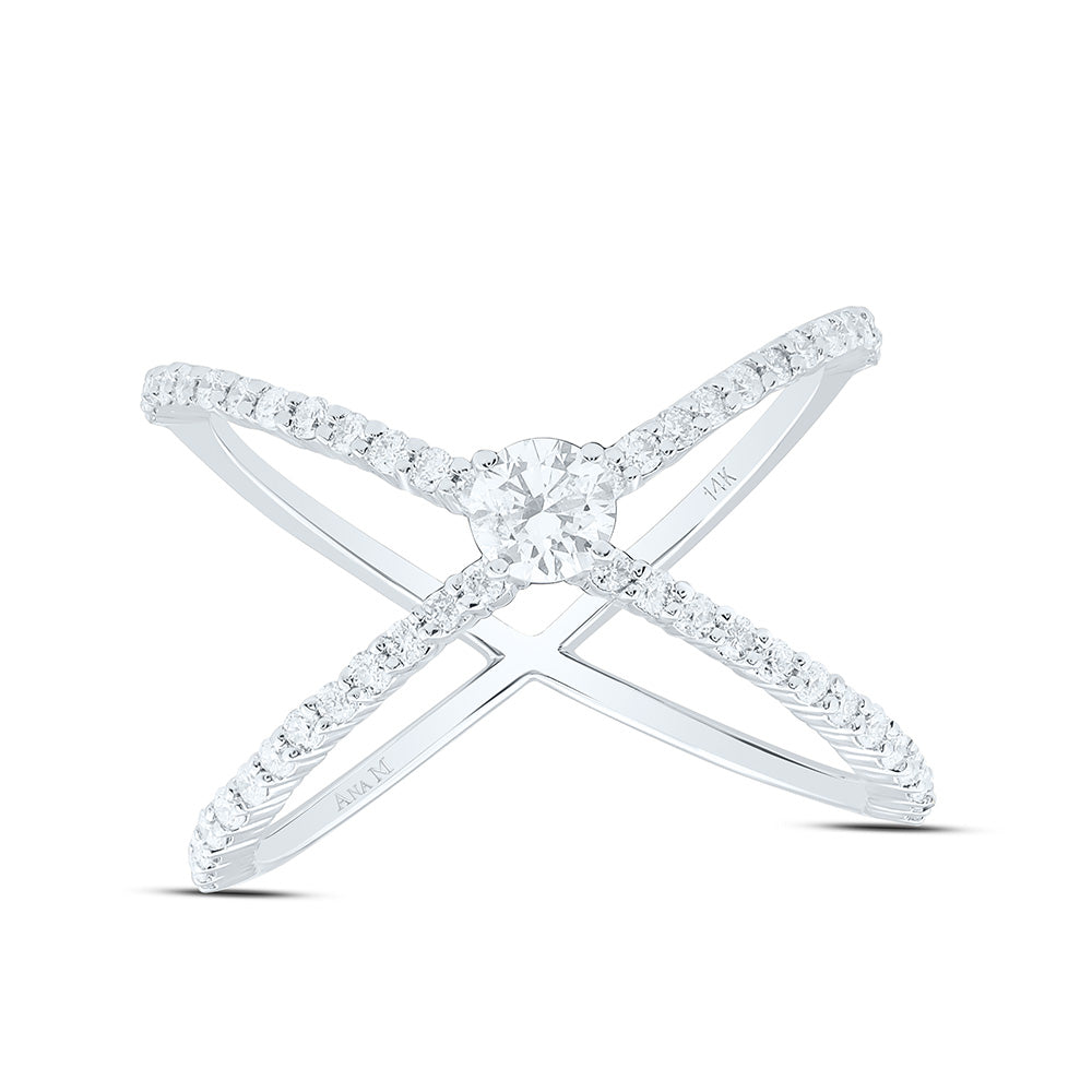 5/8CTW-NAT DIA ANA M 1/4CTW-CRD FASHION CRISS CROSS  RING Daisy Joyeria