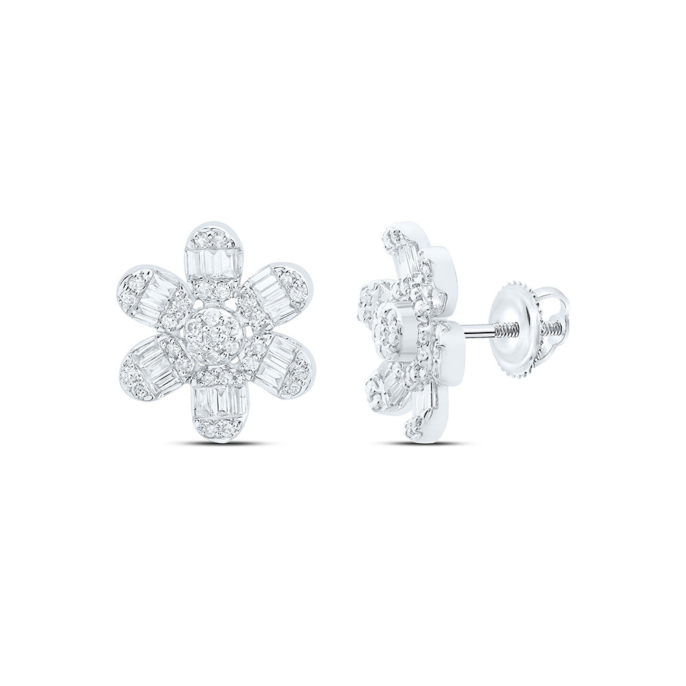 1/2CTW-NAT DIA ANA M FLOWER FASHION EARRING Daisy Joyeria
