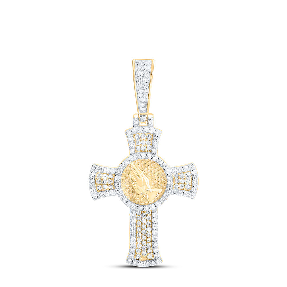 5/8CTW- NAT DIA NK PRAYING HAND CROSS MENS CHARM Daisy Joyeria