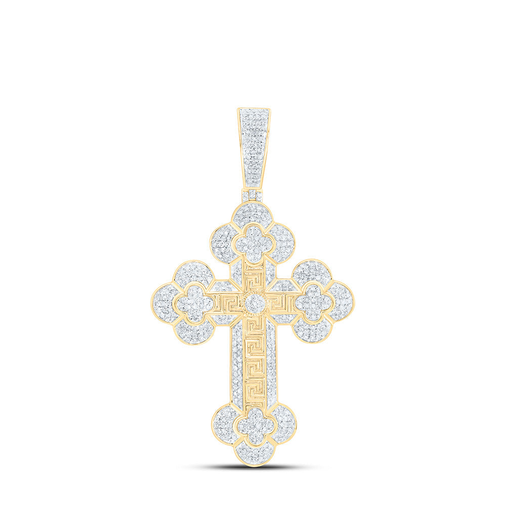 1 1/2CTW-NAT DIA NK CLOVER CROSS MENS CHARM Daisy Joyeria