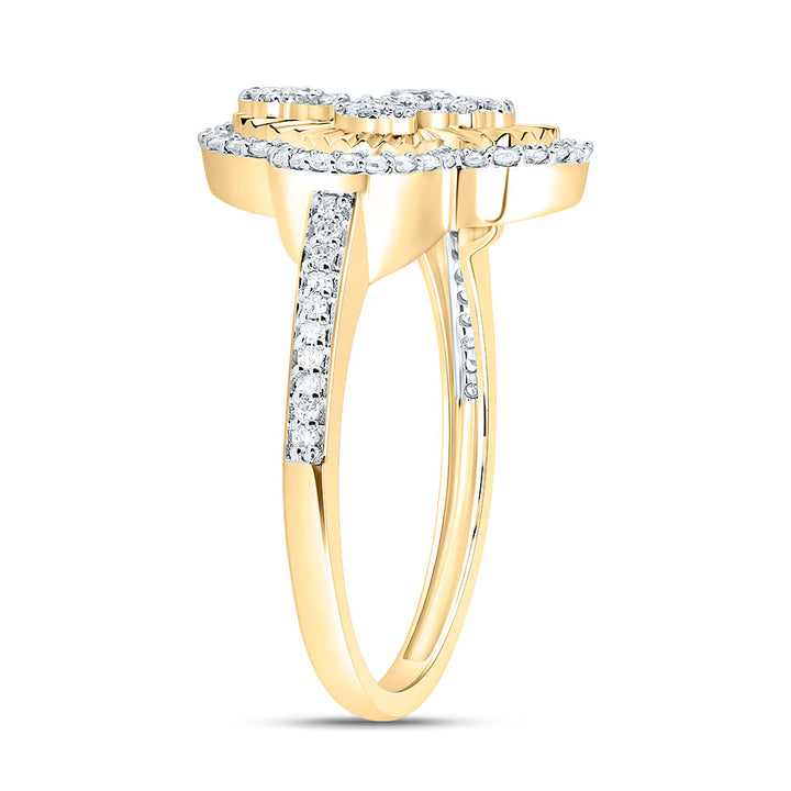 1/3 CTW-NAT DIA NK FASHION CLOVER CROSS RING Daisy Joyeria
