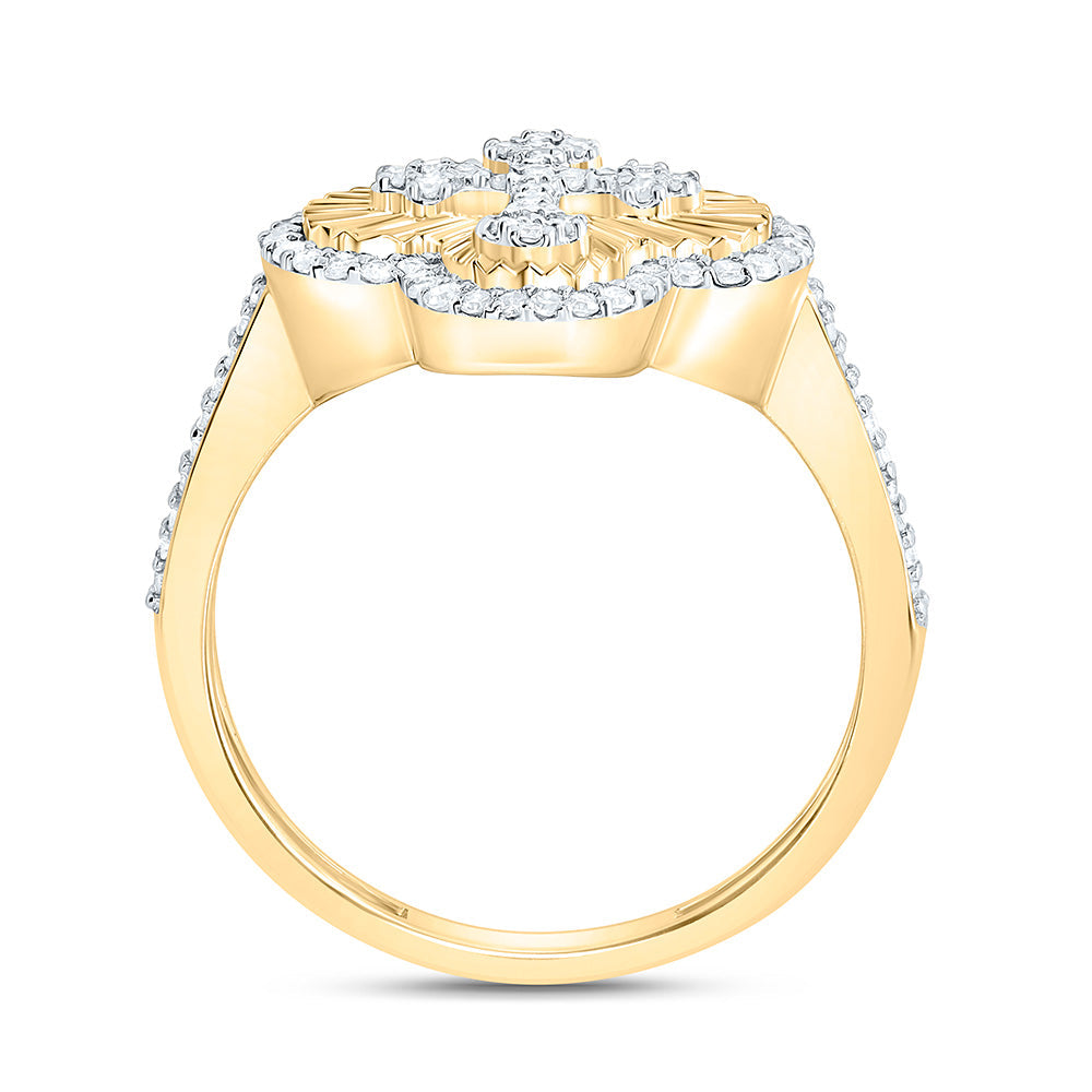 1/3 CTW-NAT DIA NK FASHION CLOVER CROSS RING Daisy Joyeria