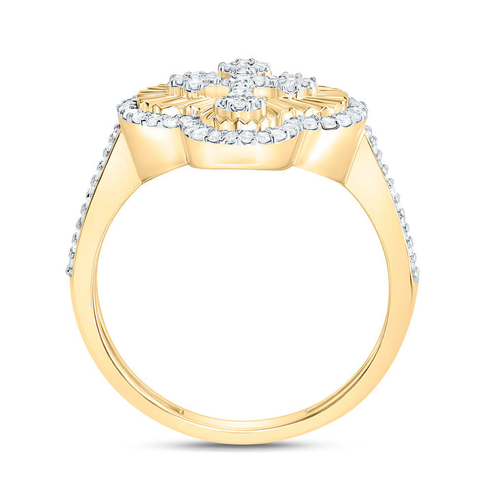 1/3 CTW-NAT DIA NK FASHION CLOVER CROSS RING Daisy Joyeria