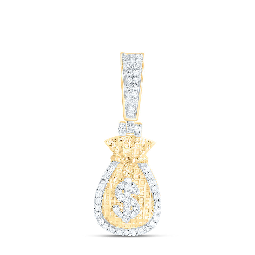1/4 CTW-NAT DIA NK MONEY BAG DOLLAR MENS CHARM Daisy Joyeria