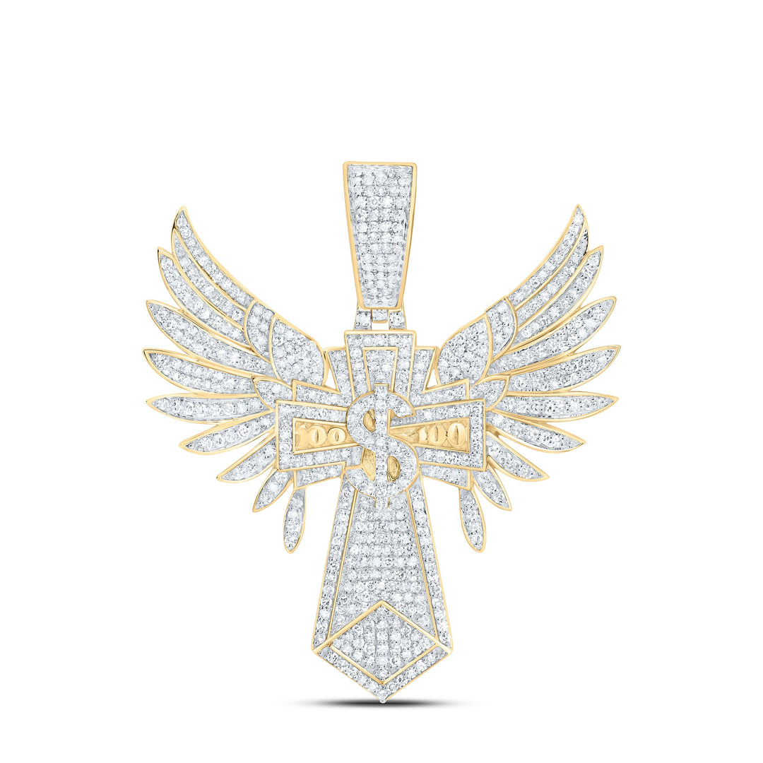1 3/4CTW-NAT DIA NK DOLLAR CROSS MENS CHARM Daisy Joyeria