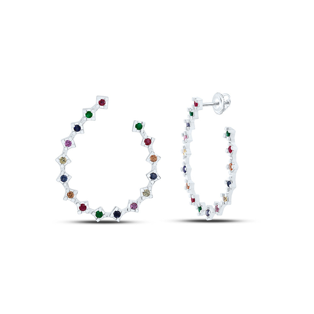 3/4CTW-RD-NAT GEM MULTI CLR EARRING Daisy Joyeria