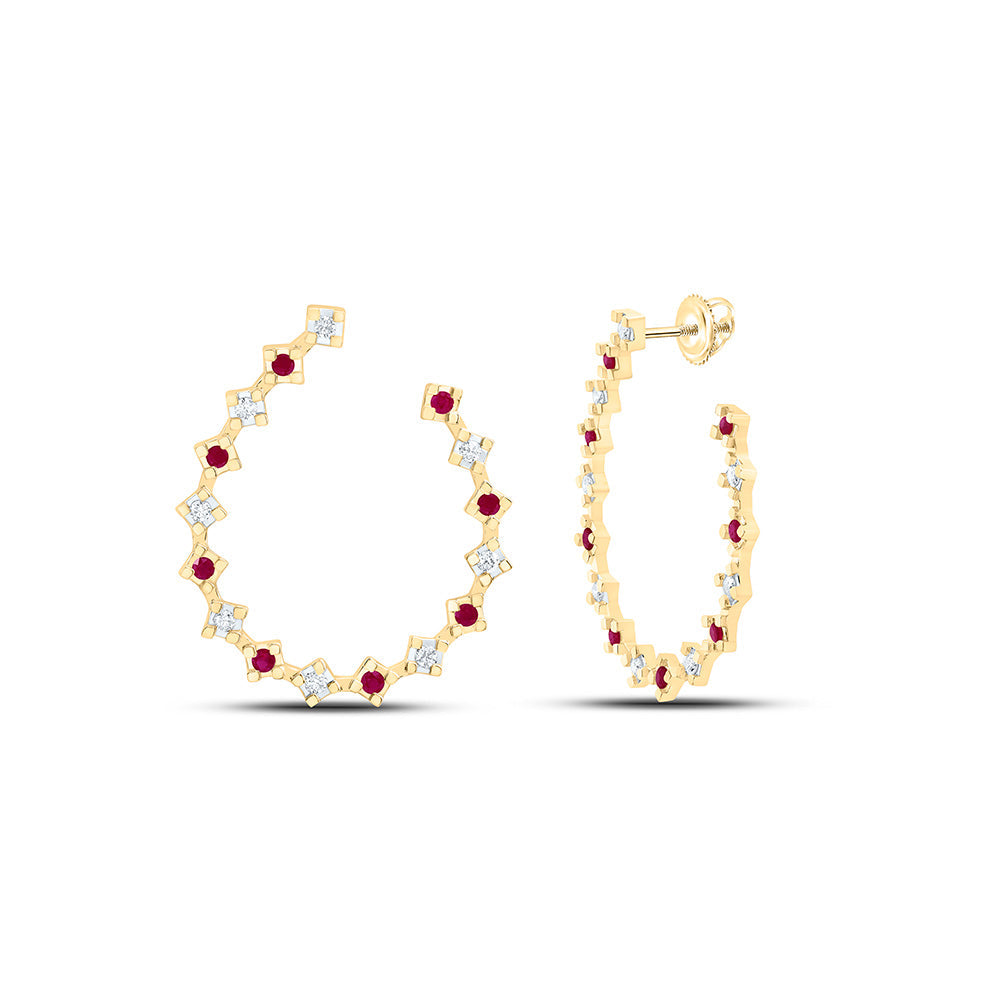 1/3CTW-NAT DIA ANA M 1/3CTW-RD-RU NAT GEM HOOP EARRING Daisy Joyeria