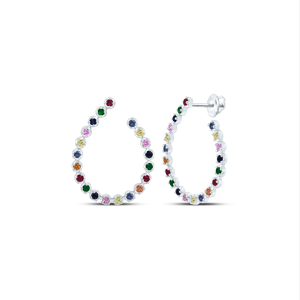 1 1/2CTW-RD-NAT GEM MULTI CLR EARRING Daisy Joyeria