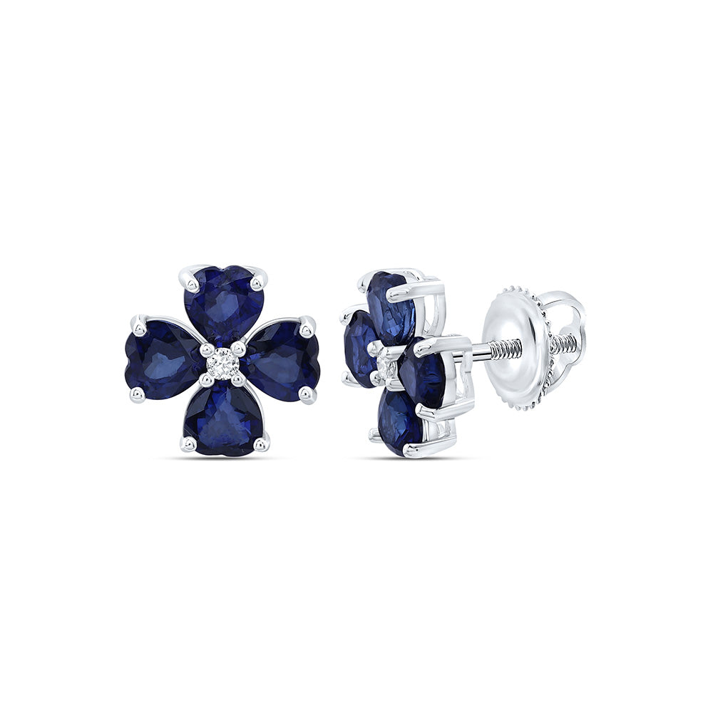 0.03CTW-NAT DIA ANA M 2 3/4CTW-HT-BS NAT GEM HEART FLOWER EARRING Daisy Joyeria