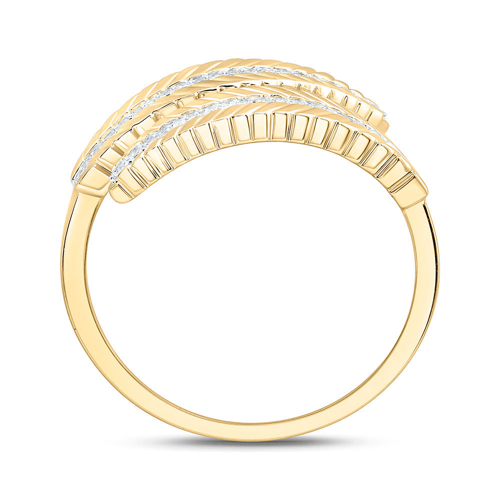 1/8CTW-NAT DIA CN FASHION LEAF RING Daisy Joyeria