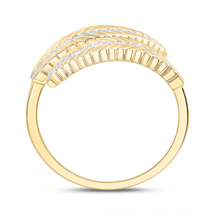 1/8CTW-NAT DIA CN FASHION LEAF RING Daisy Joyeria