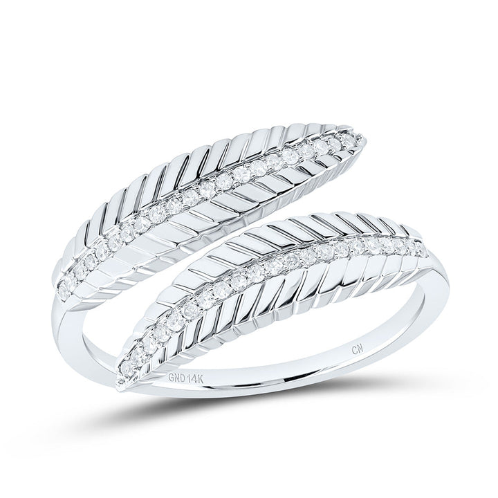 1/8CTW-NAT DIA CN FASHION LEAF RING Daisy Joyeria