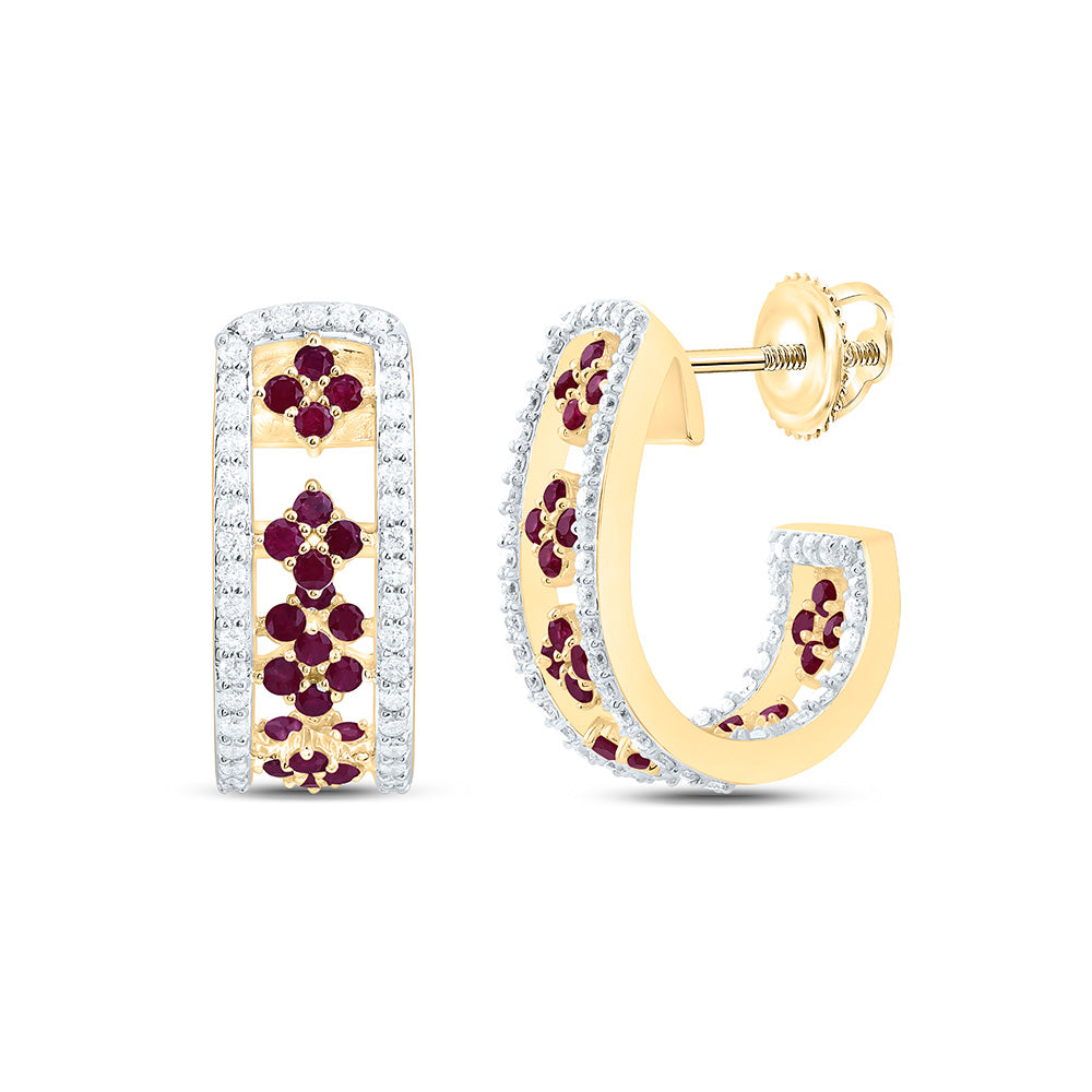 1/2CTW-NAT DIA ANA M 5/8CTW-RD-RU NAT GEM HOOP EARRING Daisy Joyeria
