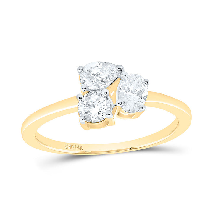 3/4CTW-NAT DIA I1 IJ 1/4CT-CRD, 1/4CT-CPS, 1/4CT-COV, 3 STONE RING Daisy Joyeria