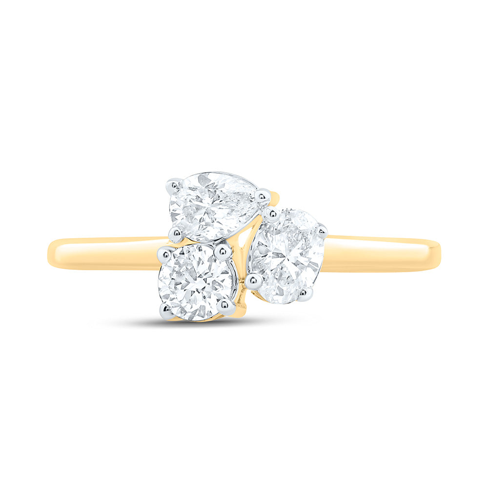3/4CTW-NAT DIA I1 IJ 1/4CT-CRD, 1/4CT-CPS, 1/4CT-COV, 3 STONE RING Daisy Joyeria