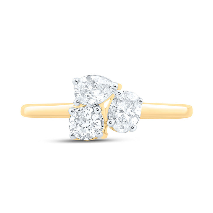 3/4CTW-NAT DIA I1 IJ 1/4CT-CRD, 1/4CT-CPS, 1/4CT-COV, 3 STONE RING Daisy Joyeria