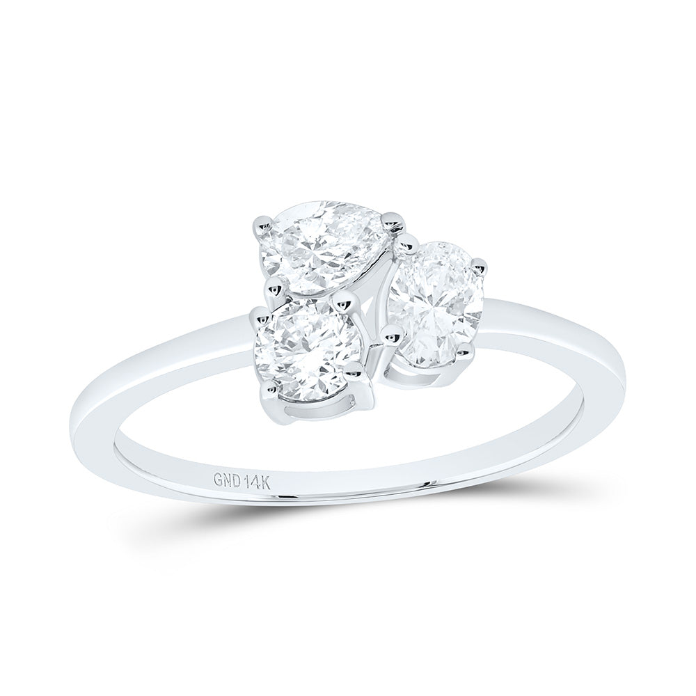 3/4CTW-NAT DIA I1 IJ 1/4CT-CRD, 1/4CT-CPS, 1/4CT-COV 3 STONE RING Daisy Joyeria
