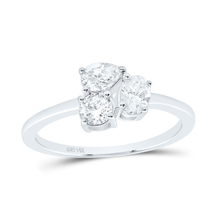 3/4CTW-NAT DIA I1 IJ 1/4CT-CRD, 1/4CT-CPS, 1/4CT-COV 3 STONE RING Daisy Joyeria