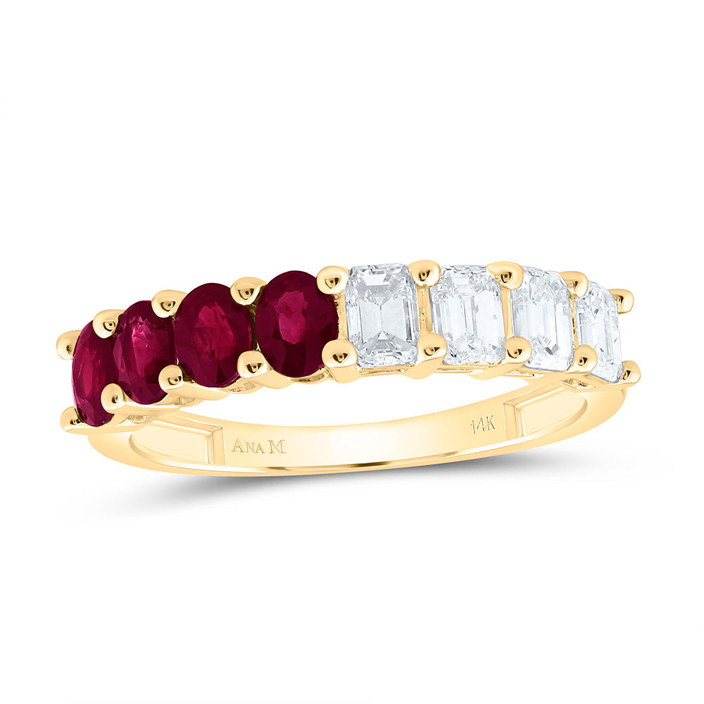 1CTW-NAT DIA ANA M 3/4CT-OV-RU NAT GEM BAND Daisy Joyeria