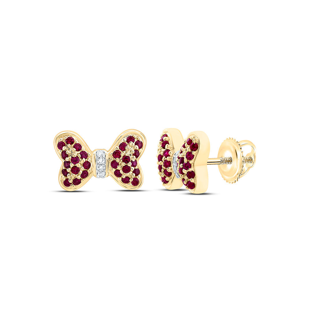 0.016CTW-NAT DIA CN 1/4CTW-RD-RU NAT GEM BOW EARRING Daisy Joyeria