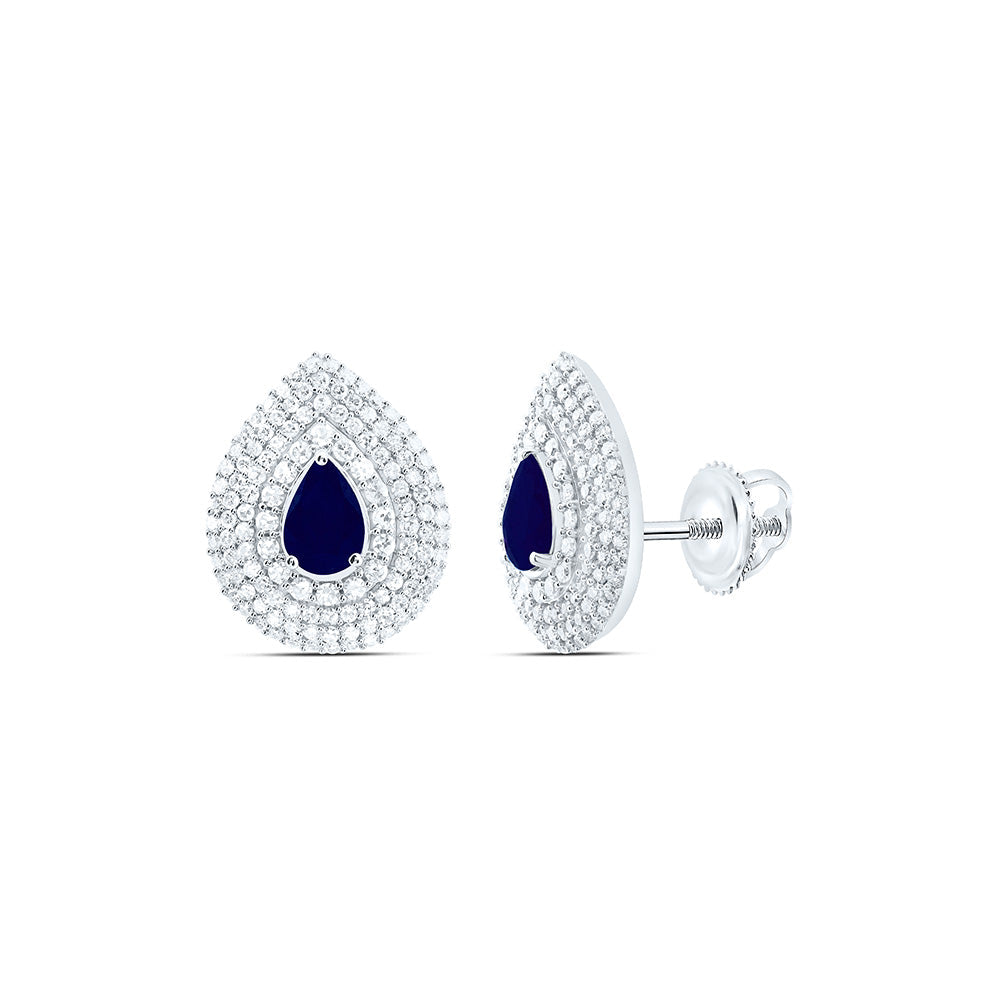 3/4CTW-NAT DIA CN 6X4MM-PS-BS NAT GEM PEAR EARRING Daisy Joyeria